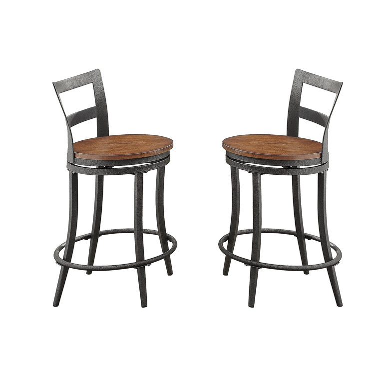 17 Stories Kinsley Wood & Metal Counter Height Swivel Bar Stool